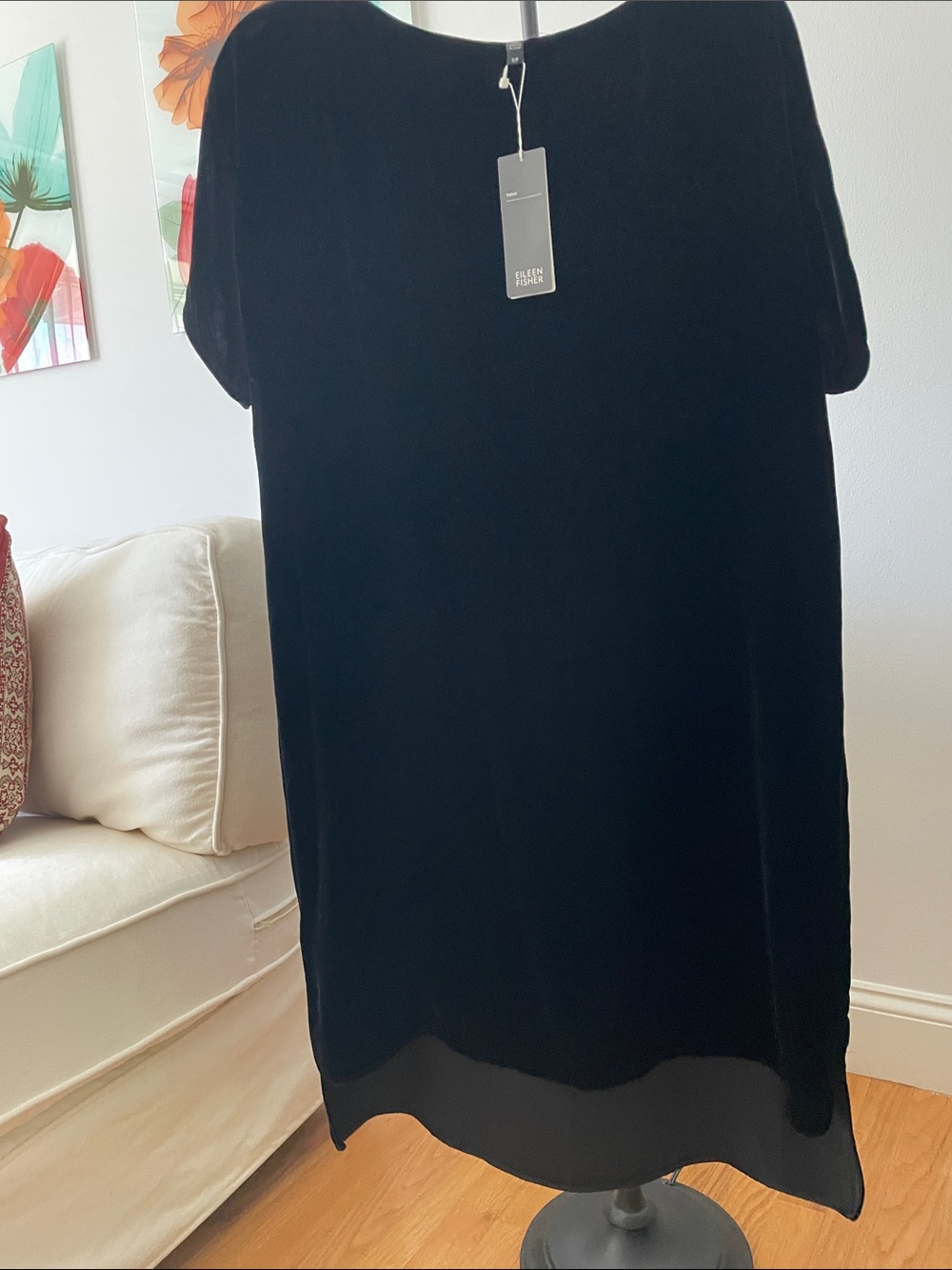 Eileen Fisher Black Velvet Dress with Branded Tag